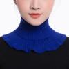 Pañuelo para la cabeza de color sólido para mujer, bufanda de otoño e invierno, versátil, cálida, elástica para el cuello, tejido de punto, cuello falso, cuello
