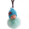 Llavero de Muñeca Durmiente Linda de Imitación de Piel de Conejo Rex Hecha por el Fabricante Colgante de Bola de Pelo para Bolso de Bebé Niña Durmiente Linda Regalo