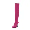 2023 botas de comercio exterior franela elástica Botas de Caballero botas finas tubo de acero baile tacón alto botas hasta la rodilla talla 40-48 botas