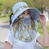 Nuevo sombrero de sol para mujer de verano, máscara protectora solar, sombrero todo en uno, chal, sombrero de sombrero para recoger té, sombrero de máscara agrícola para exteriores