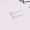 Poste de Oreja de Copa de Perla Chapado en Oro de 18K con Aguja de Plata S925 con Arete Colgante Base Vacía Accesorios de Cobre Aguja de Tazón Cruzado DIY a01