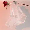 Bragas Sexy de Encaje para Mujer, Estilo Francés Huecas con Lazo Cruzado y Tirantes Finos, Cómodas de Cintura Sexy, Calzones de Satén para Mujer