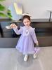 Vestido de Princesa de Estilo Extranjero para Niñas con Forro Polar Otoño e Invierno Bebé Niñas 2024 Nueva Falda de Dibujos Animados Moda Gruesa de Invierno