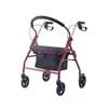 Carrito plegable de asistencia para caminar para ancianos Carrito de cuatro ruedas empujable Silla blanda para ancianos