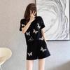 Conjunto de Pedrería Resistente Pijamas Usables de Verano 2025 Moda Reductor de Edad Adelgazante Ropa de Casa Casual Conjunto de Dos Piezas
