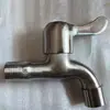 Grifo para Fregadero de Baño de Cobre Color Gris Metalizado, Apertura Rápida, Monomando Frío, Grifo de Agua para Balcón, Boquilla Doméstica Antisalpicaduras
