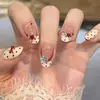 30 Peças de Unhas Wearable Puras Feitas à Mão com Laço Doce 3D, Diamante e Desenhos de Coração, Adesivos de Unhas Postiças Acabados, 30 Peças