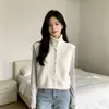 Outono e Inverno Novo Estilo Coreano Casual Estilo Preguiçoso Gola Alta Fio Anel Tricotado Colete Cardigan Colete Solto