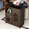 Mesa de Chá Pequena Móvel, Armário Lateral para Chá, Carrinho de Chá, Mesa de Bar de Chá Doméstica em Madeira Maciça, Chaleira Integrada e Armário para Preparo de Chá