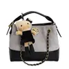Bolso Tote de Ante de Gama Alta en Color Contrastante para Mujer, Estilo Caliente Otoño e Invierno 2025, Bolso de Hombro con Cadena Acolchado Estilo Chanel para Mujer