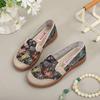 Zapatos de Tela de Estilo Nuevo del Viejo Beijing para Mujer en Verano, Zapatos de Pescador Bajos de Estilo Étnico Transpirable, Suelas Blandas, Zapatos de Mamá Sin Cordones Antideslizantes
