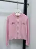 Cárdigan de Punto de Alta Gama Marca B Estilo Francés Inspirado en Chanel Hebilla Metálica en Relieve Tridimensional Cuello Redondo Corte Entallado Cremallera