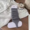 Polainas de punto blancas para mujer, estilo sin pies, primavera y otoño, estilo ballet, serie Miu, calcetines apilables, raya vertical, calcetines de pantorrilla estilo japonés