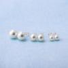 Pendientes de botón de perla con pasador de plata S925 Vintage Blancos Personalidad Versátiles para Todas las Estaciones Pendientes Geométricos al por Mayor
