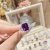 Anillo de diamantes morados de ensueño con diseño original chapado en oro de 18 quilates, Camellia Super Fairy, de lujo y con destellos avanzados.