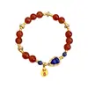 Pulsera Nueva de Ágata Roja Nicho Lujo Ligero Gama Alta Lapislázuli Calabaça Lujo Ligero Rojo del Sur Versátil Estilo Chino Pulsera Lote