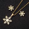 Moda Nuevos aretes de copo de nieve collar traje de joyería traje de joyería con forma de corazón de amor de oro de 18K juego de dos piezas de comercio exterior