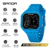 Reloj de moda marca Sanda, elegante reloj deportivo cuadrado multifuncional para hombre impermeable, reloj de pulsera luminoso para fiesta de estudiantes