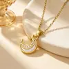 Collar de diseño vintage de luna y sol estilo europeo y americano transfronterizo, estrella y luna brillan juntas, diseño de nicho, accesorios de diamantes completos para mujer