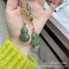 Colgante de Buda de Jade Hetian Natural, Jade Hetian en Color Agua Clara, Calabaza con Forma de Hoja, Colgante de Paz, Regalo de Collar de Jade Unisex