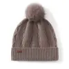 Venta al por mayor de fábrica Cachemira Transfronterizo Otoño Invierno Nuevo Engrosado Patrón de Diamante Borde Plegado Cálido Gorro con Pompón Gorro Envolvente para la Cabeza de Punto con Protección para las Orejas
