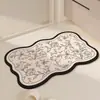 Tapete de Banheiro Retro Floral Absorvente de Água Lama de Diatomáceas Tapete de Entrada de Cozinha Porta de Banheiro Secagem Rápida Antiderrapante Tapete para Pés