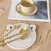 Posavasos para el Hogar de Estilo Japonés Tapete Aislante del Calor Línea de Algodón Smiley Rattan Paja Tapete Tejido a Mano Individual Nórdico Simple