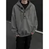 Suéter de Punto con Capucha Estilo Retro Americano Gris 8XL para Hombre, Suéter Grueso de Invierno Estilo Perezoso, Chaqueta Sudadera Capa Interior