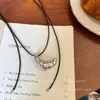 Collar con Colgante Metálico Estilo Coreano Ins, Cadena Sencilla y Compacta para Clavícula Floral, Cadena Larga para Clavícula Halter del Mismo Estilo que los Bloggers