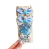 Nuevo set de accesorios para el cabello de princesa de hielo azul con alas de ángel, moño, pinza BB y combinación de banda elástica para niñas