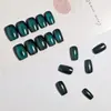 30 Peças Pretos e Verdes Céu Estrelado Buraco Negro Olho de Gato Unhas Postiças Estilo Ins Adesivos de Unha Arte de Unha Olho de Gato