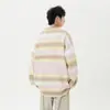 Suéter Rayado Color Block para Hombre, Cuello Redondo, Capa Base, Otoño e Invierno 2026, Estilo Pareja, Tejido Casual Perezoso y Relajado