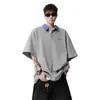 Diseño Nicho Retro Americano, Camisa Polo Bordada Holgada Unisex, Top de Moda de Verano con Parches de Media Manga