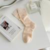 Meias Bordadas Estilo Miu para Mulheres, Comprimento Médio da Panturrilha, Algodão Puro, Estilo Verão Fino, Meias Largas Estilo Ballet Vazadas