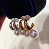 Accesorios de bricolaje Pendientes de perla de plata esterlina S925 curvados en forma de media luna Soporte vacío Pendientes sencillos Productos semiacabados