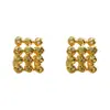 Pendientes de Clip para Oreja Fan Zhiqiao Versión Coreana Chapados en Cobre Oro Real de 18 Quilates para Mujer Cuadrados de Circonita Simple Moda Estilo Ins Pendientes