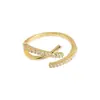 Anillo Abierto de Cruz Sencillo y Versátil Incrustado con Circonita, Anillo de Estilo de Nicho de Alta Gama, Joyería de Moda de Lujo Ligero al por Mayor