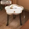Mesa Redonda Pequeña, Mesa de Café Móvil, Mesa Lateral para Sofá, Mesa de Esquina de Nogal, Mesa Lateral Plegable, Mesa de Té para Balcón, Mesa con Estante de Almacenamiento