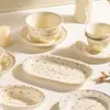 Plato de Cena Creativo Estilo Ins para Uso en Casa, Plato de Postre para el Té de la Tarde, Plato de Desayuno, Plato de Cerámica para Snacks, Bol para Sopa