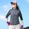Roupa Elástica ao Ar Livre com Proteção Solar de Secagem Rápida Camiseta de Manga Longa Feminina Roupa de Secagem Rápida Esportiva Absorvente de Suor Respirável Camiseta de Manga Longa para Montanhismo Primavera e Verão