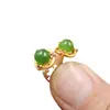 Aretes de jade con borde de jade jadeíta Aretes redondos de jaspe Aretes de jade con incrustaciones de oro Aretes Joyería