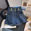 Roupas de Verão para Meninas Calça Jeans Bebê Estilosa Personalidade Infantil Tendência Estilo Coreano Shorts Botão Cintura Alta Moda Celebridade da Internet Hot Pants