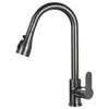 Torneira extensível para pia de cozinha aço inoxidável 304 à prova de respingos extensível quente e fria rotativa telescópica