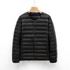 Jaqueta de Penas Masculina Pinghu Outono e Inverno Gola Redonda Nova Leve Sem Gola Quente Simples Cor Sólida Manga Longa para Homens