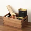 Caja de Almacenamiento de Madera Maciza para Escritorio Estantería para Libros y Cosméticos Caja para Guardar Artículos Varios Nogal Negro Caja de Madera Retro para el Hogar