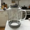 Olla de Aceite Doméstica para Cocina, Transparente sin Goteo de Vidrio de Borosilicato Alto con Asa, Botella de Salsa de Soja y Vinagre con Escala, Botella para Condimentos