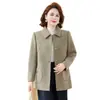 Elegante cárdigan de punto con cuello camisero, corte holgado, moderno diseño nuevo para primavera y otoño, estilo chino, talla grande, top para mujer de mediana edad, prenda de abrigo versátil
