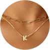 Collar de Cadena de Papel con Clip de Letras Multicapa Transfronterizo Joyería Dorada de Moda Collar Regalo de Cumpleaños para Mujeres