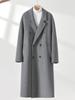 Abrigo de Lana de Oveja Doble Cara para Hombre, Largo por Encima de la Rodilla, Doble Botonadura, Holgado, Estilo Coreano, Gabardina de Lana, Longitud Media