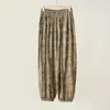Calças de Viscose de Verão em Estoque para Mulheres, Calças Finas de Perna Larga, Calças Cropped de Algodão Artificial, Calças Lanterna, Roupa Feminina de Verão, Tamanho Plus